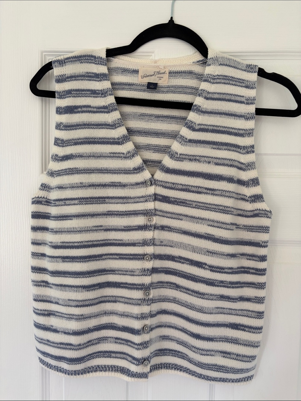 Striped button front knit tank top vest